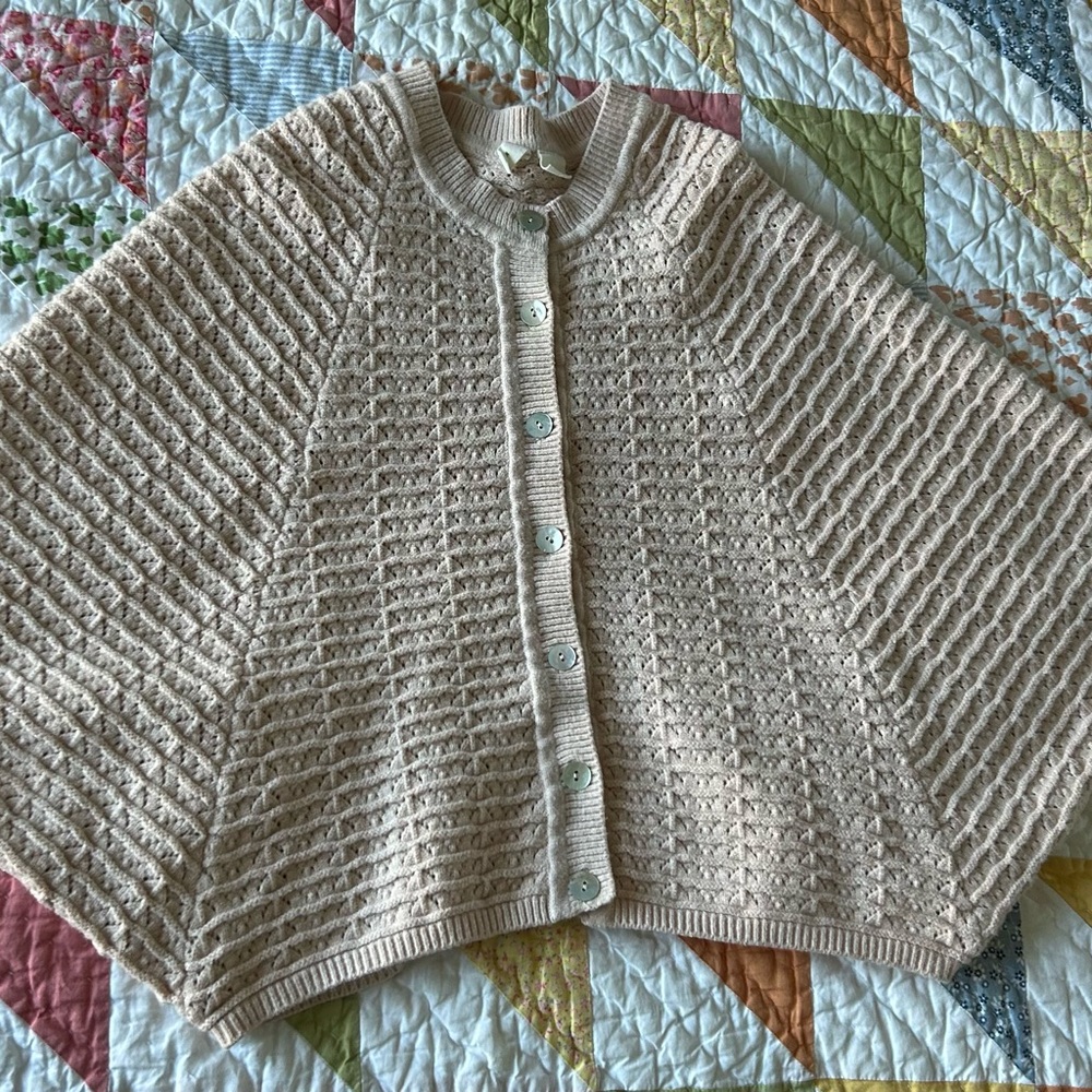 Anthropologie Moth Dolman Sleeve Cropped Knit cape cardigan. Size M